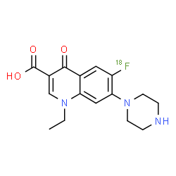 ChemSpider 2D Image | 1-Ethyl-6-(~18~F)fluoro-4-oxo-7-(1-piperazinyl)-1,4-dihydro-3-quinolinecarboxylic acid | C16H1818FN3O3