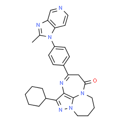 ChemSpider 2D Image | 2-Cyclohexyl-4-[4-(2-methyl-1H-imidazo[4,5-c]pyridin-1-yl)phenyl]-7,8,9,10-tetrahydro-1,3,6a,10a-tetraazacyclopenta[ef]heptalen-6(5H)-one | C29H31N7O