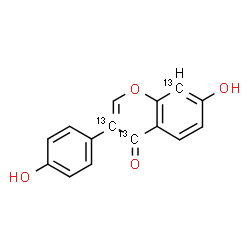 ChemSpider 2D Image | 7-Hydroxy-3-(4-hydroxyphenyl)(3,4,8-~13~C_3_)-4H-chromen-4-one | C1213C3H10O4