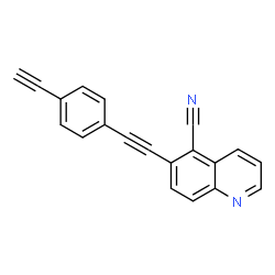 ChemSpider 2D Image | 6-[(4-Ethynylphenyl)ethynyl]-5-quinolinecarbonitrile | C20H10N2