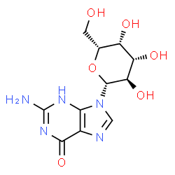 ChemSpider 2D Image | 2-Amino-9-(beta-D-galactopyranosyl)-3,9-dihydro-6H-purin-6-one | C11H15N5O6