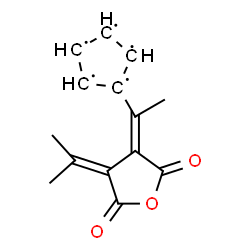 ChemSpider 2D Image | 1-[(1E)-1-(4-Isopropylidene-2,5-dioxodihydro-3(2H)-furanylidene)ethyl]-1,2,3,4,5-cyclopentanepentayl | C14H13O3