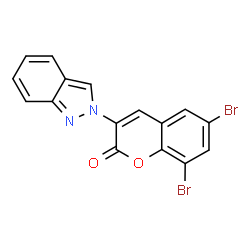 ChemSpider 2D Image | 6,8-Dibromo-3-(2H-indazol-2-yl)-2H-chromen-2-one | C16H8Br2N2O2