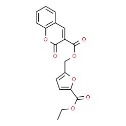 ChemSpider 2D Image | [5-(Ethoxycarbonyl)-2-furyl]methyl 2-oxo-2H-chromene-3-carboxylate | C18H14O7