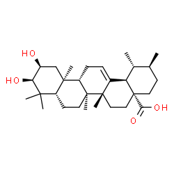 ChemSpider 2D Image | (2beta,3beta,5beta,8alpha,9beta,10alpha,14beta,17alpha,18alpha,19alpha,20beta)-2,3-Dihydroxyurs-12-en-28-oic acid | C30H48O4