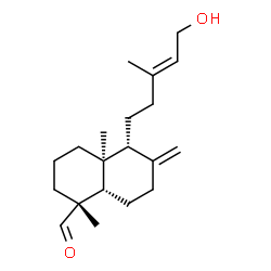 ChemSpider 2D Image | (1R,4aS,5R,8aS)-5-[(3E)-5-Hydroxy-3-methyl-3-penten-1-yl]-1,4a-dimethyl-6-methylenedecahydro-1-naphthalenecarbaldehyde | C20H32O2