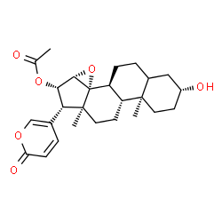 ChemSpider 2D Image | (3alpha,8alpha,9beta,10alpha,13alpha,14alpha,15alpha,16alpha,17alpha)-16-Acetoxy-3-hydroxy-14,15-epoxybufa-20,22-dienolide | C26H34O6
