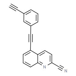 ChemSpider 2D Image | 5-[(3-Ethynylphenyl)ethynyl]-2-quinolinecarbonitrile | C20H10N2