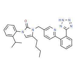 ChemSpider 2D Image | 4-Butyl-1-(2-isopropylphenyl)-3-({6-[2-(2H-tetrazol-5-yl)phenyl]-3-pyridinyl}methyl)-1,3-dihydro-2H-imidazol-2-one | C29H31N7O