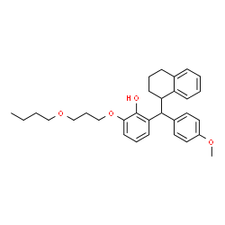 ChemSpider 2D Image | 2-(3-Butoxypropoxy)-6-[(4-methoxyphenyl)(1,2,3,4-tetrahydro-1-naphthalenyl)methyl]phenol | C31H38O4