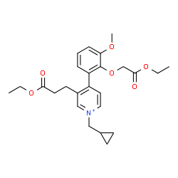 ChemSpider 2D Image | 1-(Cyclopropylmethyl)-4-[2-(2-ethoxy-2-oxoethoxy)-3-methoxyphenyl]-3-(3-ethoxy-3-oxopropyl)pyridinium | C25H32NO6