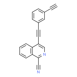 ChemSpider 2D Image | 4-[(3-Ethynylphenyl)ethynyl]-1-isoquinolinecarbonitrile | C20H10N2