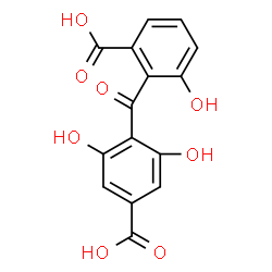 ChemSpider 2D Image | 4-(2-Carboxy-6-hydroxybenzoyl)-3,5-dihydroxybenzoic acid | C15H10O8