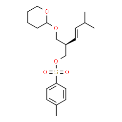 ChemSpider 2D Image | (2R,3E)-5-Methyl-2-[(tetrahydro-2H-pyran-2-yloxy)methyl]-3-hexen-1-yl 4-methylbenzenesulfonate | C20H30O5S