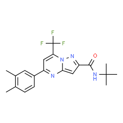 ChemSpider 2D Image | N-(1,1-Dimethylethyl)-5-(3,4-dimethylphenyl)-7-(trifluoromethyl)pyrazolo[1,5-a]pyrimidine-2-carboxamide | C20H21F3N4O