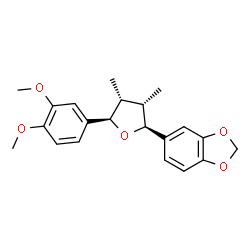 ChemSpider 2D Image | 5-[(2S,3S,4R,5R)-5-(3,4-Dimethoxyphenyl)-3,4-dimethyltetrahydro-2-furanyl]-1,3-benzodioxole | C21H24O5