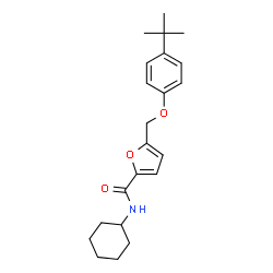ChemSpider 2D Image | N-Cyclohexyl-5-{[4-(2-methyl-2-propanyl)phenoxy]methyl}-2-furamide | C22H29NO3