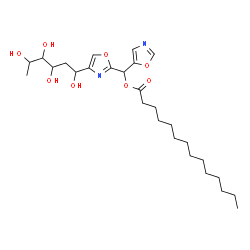 ChemSpider 2D Image | 2,6-Dideoxy-1-C-{2-[1,3-oxazol-5-yl(tetradecanoyloxy)methyl]-1,3-oxazol-4-yl}hexitol | C27H44N2O8