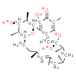 ChemSpider 2D Image | (1R,9S,10S,12S,16S,19R,20R,21S,22R)-3-Hydroxy-9,21-bis[(~16~O)hydroxy]-5,10,12,14,16,20,22-heptamethyl(1,3,5,7,8,18-~12~C_6_,9,11,13,15,19,21-~13~C_6_,24-~16~O)-23,24-dioxatetracyclo[17.3.1.1~6,9~.0~2
,7~]tetracosa-2,5,7,14-tetraen-4-(~16~O)one | C1712C613C6H42O216O4