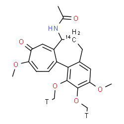ChemSpider 2D Image | N-{3,10-Dimethoxy-1,2-bis[(~3~H_1_)methyloxy]-9-oxo(6-~14~C)-5,6,7,9-tetrahydrobenzo[a]heptalen-7-yl}acetamide | C2114CH23T2NO6