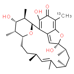 ChemSpider 2D Image | (1R,9S,10S,12S,16S,19R,20R,21S,22R)-3,9,21-Trihydroxy-10,12,14,16,20,22-hexamethyl-5-(~13~C)methyl-23,24-dioxatetracyclo[17.3.1.1~6,9~.0~2,7~]tetracosa-2,5,7,14-tetraen-4-one | C2813CH42O6