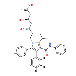 ChemSpider 2D Image | (3R,5R)-7-[2-(4-Fluorophenyl)-5-isopropyl-3-(~2~H_5_)phenyl-4-(phenylcarbamoyl)-1H-pyrrol-1-yl]-3,5-dihydroxyheptanoic acid | C33H30D5FN2O5