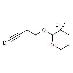ChemSpider 2D Image | 2-[(4-~2~H)-3-Butyn-1-yloxy](3,3-~2~H_2_)tetrahydro-2H-pyran | C9H11D3O2