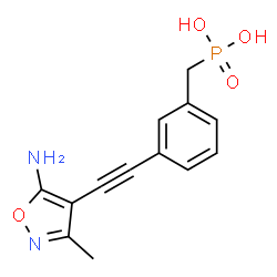 ChemSpider 2D Image | {3-[(5-Amino-3-methyl-1,2-oxazol-4-yl)ethynyl]benzyl}phosphonic acid | C13H13N2O4P