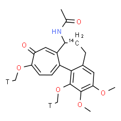 ChemSpider 2D Image | N-{2,3-Dimethoxy-1,10-bis[(~3~H_1_)methyloxy]-9-oxo(6-~14~C)-5,6,7,9-tetrahydrobenzo[a]heptalen-7-yl}acetamide | C2114CH23T2NO6