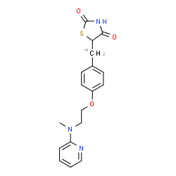 ChemSpider 2D Image | 5-[(4-{2-[Methyl(2-pyridinyl)amino]ethoxy}phenyl)(~14~C)methyl]-1,3-thiazolidine-2,4-dione | C1714CH19N3O3S