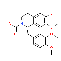 ChemSpider 2D Image | (1S)-1-(3,4-Dimethoxybenzyl)-6,7-dimethoxy-2-{[(2-methyl-2-propanyl)oxy]carbonyl}-1,4-dihydroisoquinolinium | C25H32NO6