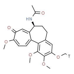 ChemSpider 2D Image | N-{(7S)-1,2,10-Trimethoxy-3-[(~3~H_1_)methyloxy]-9-oxo-5,6,7,9-tetrahydrobenzo[a]heptalen-7-yl}acetamide | C22H24TNO6