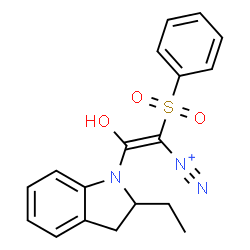 ChemSpider 2D Image | (Z)-2-(2-Ethyl-2,3-dihydro-1H-indol-1-yl)-2-hydroxy-1-(phenylsulfonyl)ethenediazonium | C18H18N3O3S