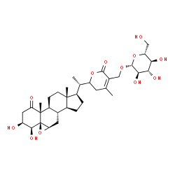 ChemSpider 2D Image | (3beta,4beta,5beta,6beta)-3,4-Dihydroxy-1,26-dioxo-5,6:22,26-diepoxyergost-24-en-27-yl beta-D-glucopyranoside | C34H50O12