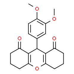 ChemSpider 2D Image | 9-(3,4-Dimethoxyphenyl)-3,4,5,6,7,9-hexahydro-1H-xanthene-1,8(2H)-dione | C21H22O5