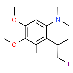 ChemSpider 2D Image | 5-Iodo-4-(iodomethyl)-6,7-dimethoxy-1-methyl-1,2,3,4-tetrahydroquinoline | C13H17I2NO2