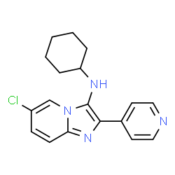 ChemSpider 2D Image | 6-Chloro-N-cyclohexyl-2-(4-pyridinyl)imidazo[1,2-a]pyridin-3-amine | C18H19ClN4