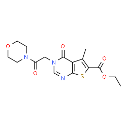 ChemSpider 2D Image | Ethyl 5-methyl-3-[2-(4-morpholinyl)-2-oxoethyl]-4-oxo-3,4-dihydrothieno[2,3-d]pyrimidine-6-carboxylate | C16H19N3O5S