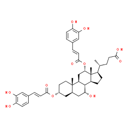 ChemSpider 2D Image | (3alpha,5alpha,7alpha,12alpha)-3,12-Bis{[(2E)-3-(3,4-dihydroxyphenyl)-2-propenoyl]oxy}-7-hydroxycholan-24-oic acid | C42H52O11