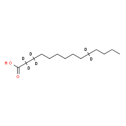 ChemSpider 2D Image | (2,2,3,3,10,10-~2~H_6_)Tetradecanoic acid | C14H22D6O2
