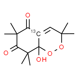 ChemSpider 2D Image | 8a-Hydroxy-3,3,6,6,8,8-hexamethyl(4a-~13~C)-8,8a-dihydro-1,2-benzodioxine-5,7(3H,6H)-dione | C1313CH20O5