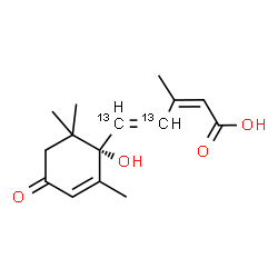ChemSpider 2D Image | (2Z,4E)-5-[(1S)-1-Hydroxy-2,6,6-trimethyl-4-oxo-2-cyclohexen-1-yl]-3-methyl(4,5-~13~C_2_)-2,4-pentadienoic acid | C1313C2H20O4