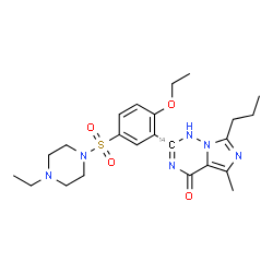 ChemSpider 2D Image | 2-{2-Ethoxy-5-[(4-ethyl-1-piperazinyl)sulfonyl]phenyl}-5-methyl-7-propyl(2-~14~C)imidazo[5,1-f][1,2,4]triazin-4(1H)-one | C2214CH32N6O4S