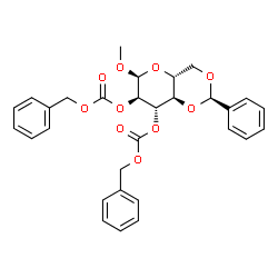 ChemSpider 2D Image | Methyl 4,6-O-benzylidene-2,3-bis-O-[(benzyloxy)carbonyl]-alpha-D-glucopyranoside | C30H30O10