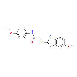 ChemSpider 2D Image | N-(4-Ethoxyphenyl)-2-[(5-methoxy-1H-benzimidazol-2-yl)sulfanyl]acetamide | C18H19N3O3S