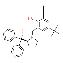 ChemSpider 2D Image | 2-({(2S)-2-[Hydroxy(diphenyl)methyl]-1-pyrrolidinyl}methyl)-4,6-bis(2-methyl-2-propanyl)phenol | C32H41NO2