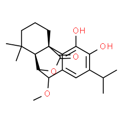 ChemSpider 2D Image | (5beta,6beta)-11,12-Dihydroxy-7-methoxy-6,20-epoxyabieta-8(14),9(11),12-trien-20-one | C21H28O5