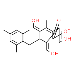 ChemSpider 2D Image | (3Z,5Z)-3,5,6-Tris(hydroxymethylene)-4-(mesitylmethyl)-2-methyl-1-cyclohexene-1-carboxylate | C21H23O5