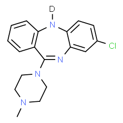 ChemSpider 2D Image | 8-Chloro-11-(4-methyl-1-piperazinyl)(5-~2~H)-5H-dibenzo[b,e][1,4]diazepine | C18H18DClN4
