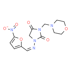 ChemSpider 2D Image | 3-(4-Morpholinylmethyl)-1-{(Z)-[(5-nitro-2-furyl)methylene]amino}-2,4-imidazolidinedione | C13H15N5O6